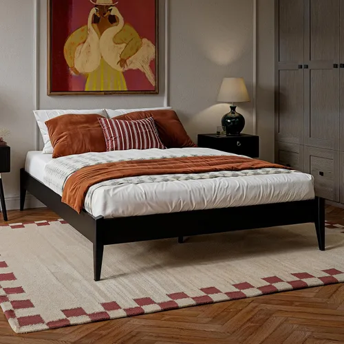 Vista 10 de Bme Dinkee - Marco de cama de plataforma Queen de madera de 15 pulgadas, marco de cama de madera maciza, estilo moderno y minimalista, soporte de 12