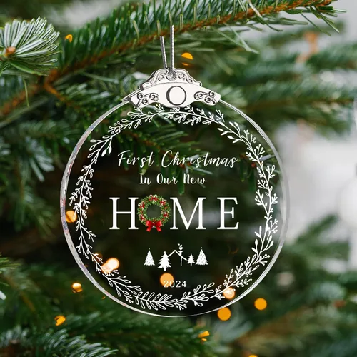 Vista 2 de ZUNON "First Christmas in Our New Home 2021" Adornos de decoración de recuerdo de día festivo recién casado, regalos de fiesta