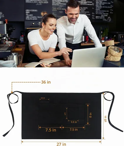 Vista 6 de Xeoxarel Delantal unisex con 4 bolsillos, para mujer y hombre, 27 x 18 pulgadas