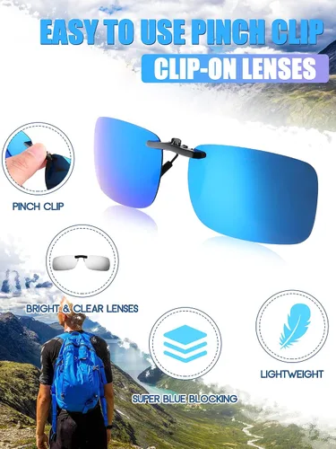 Vista 3 de Weewooday 5 piezas de gafas de sol polarizadas con clip en forma rectangular, sin borde, gafas ligeras para hombres y mujeres