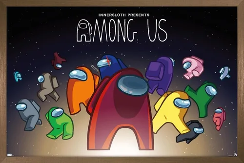 Vista 15 de Among Us - Póster de pared espacial, 22.4 pulgadas de largo x 14.7 pulgadas de ancho, versión enmarcada de madera de granero Versión enmarcada