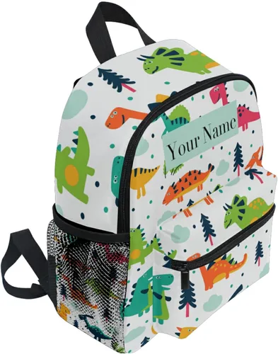 Vista 2 de AUUXVA Mochila infantil personalizada para niñas y niños, mochilas casuales para niños, personalizadas con nombre del niño, dino estilo escandinavo