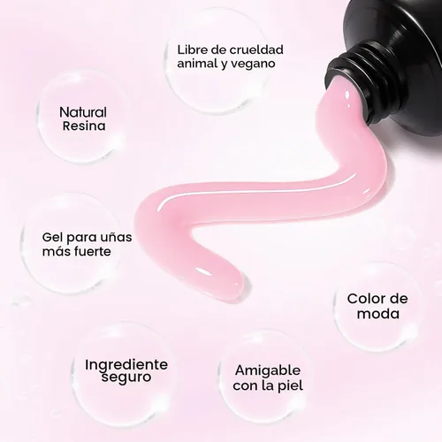 Vista 6 de Gellen - Extensión de uñas en gel de polietileno, sin hema, TPO y TMPTA, 2.16 onzas (2.12 oz), color rosa bebé
