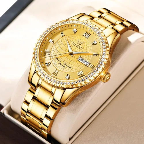 Vista 2 de OLEVS Relojes para hombre, de cuerda automática, de lujo, para negocios, mecánicos, automáticos, de acero inoxidable, impermeable, luminoso