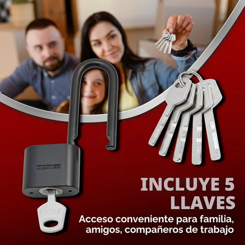 Vista 6 de Maudex® PBE40 - Candado resistente a la intemperie, protección confiable con 5 llaves, revestimiento protector, acero duradero