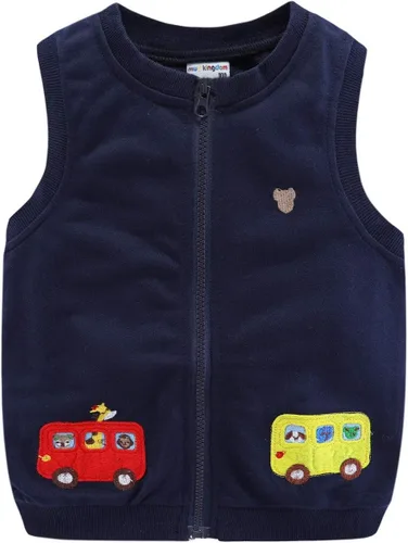 Vista 15 de Mud Kingdom Chalecos para niños y niñas, ropa de abrigo con bonito bordado de dibujos animados Azul