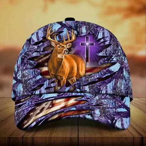 Vista 6 de Sombrero 3H de cruz y ciervos prémium multicolor personalizado, Multicolor, L