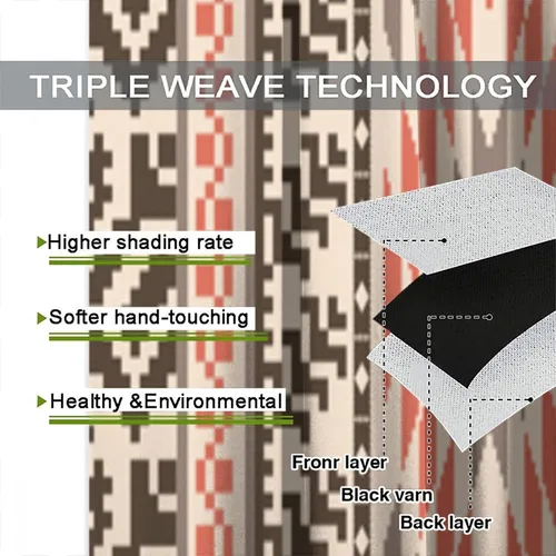 Vista 7 de Cortinas con patrón geométrico tribal, estilo suroeste, azteca, rústico, occidental, nativo americano, opacas, con bolsillo para barra, decoración