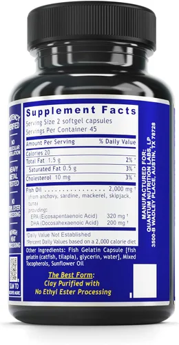 Vista 2 de Quantum Nutrition Labs EPA DHA - Cápsulas blandas de aceite de pescado Omega 3, suplementos de ácidos grasos Omega 3 para mujeres y hombres
