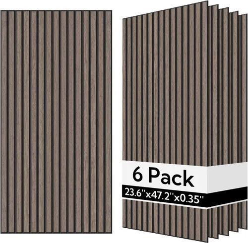 Vista 13 de Olanglab Paneles de pared acústicos de chapa de madera, paquete de 6, paneles de pared absorbentes de sonido de 23.6 x 47.2 pulgadas para decoración