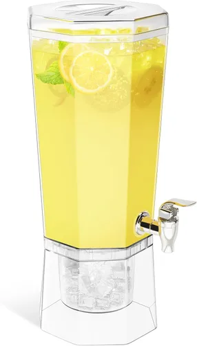 Vista 11 de Lifewit Dispensador de bebidas de plástico de 1 galón, recipientes de jugo con tapa para fiesta, dispensador de bebidas de hielo con soporte