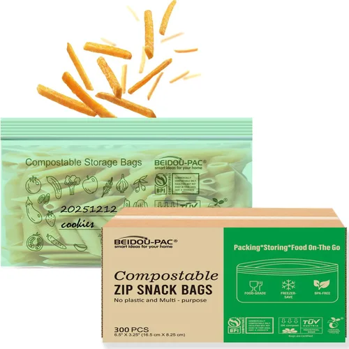 Vista 15 de BEIDOU-PAC Bolsas compostables para congelador de almacenamiento de alimentos, 50 unidades, 2 mil, 10.5 x 10.7 pulgadas, frescura, fácil de abrir