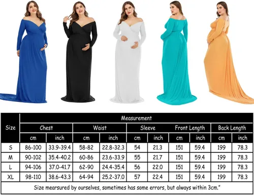 Vista 7 de ZIUMUDY Vestido de maternidad con hombros descubiertos y medio círculo, maxi vestido de fotografía para baby shower