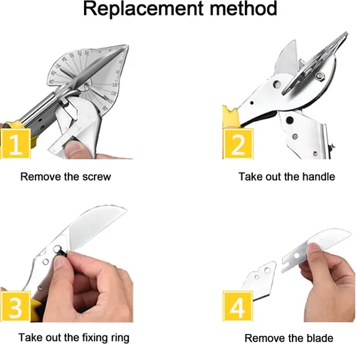 Vista 3 de Cuchilla de repuesto para tijeras de inglete, tijeras cortadoras de tijeras, cuchillas de corte angular multiángulo, para manualidades, cuchilla