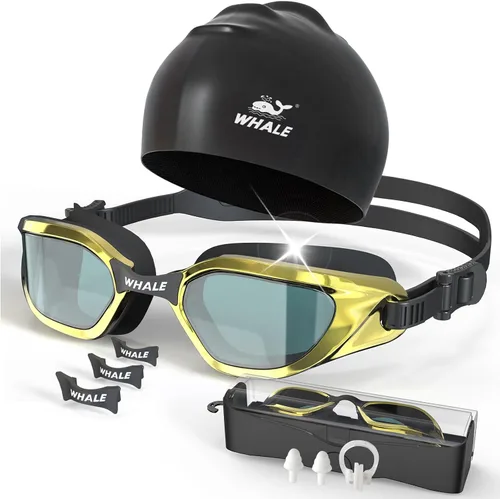 Vista 10 de Whale Gafas de natación para adultos, antiempañamiento, cómodas, polarizantes, para adultos, unisex