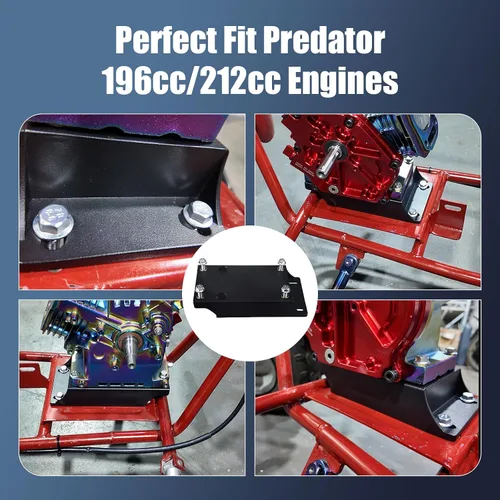 Vista 6 de Montaje de placa elevadora de motor convertidor de par de aluminio para Predator 212cc 196cc GX160 GX200 Motor Coleman Baja Massimo B* Mini Bike Go