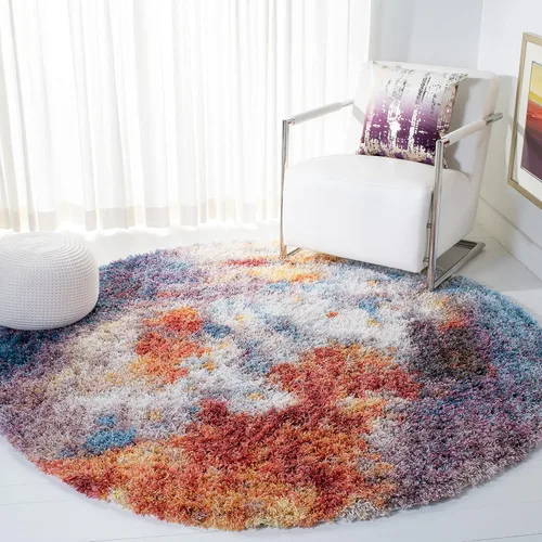 Vista 6 de SAFAVIEH Gypsy Shag Collection - Alfombra decorativa de 2 pies 3 pulgadas x 4 pies, color óxido y marfil, diseño abstracto, no desprende pelusa