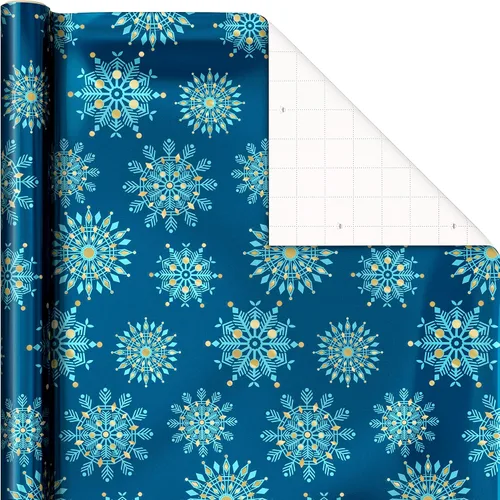 Vista 4 de Hallmark - Rollos de papel de regalo de Navidad, envoltura de regalo de aluminio metálico para las fiestas