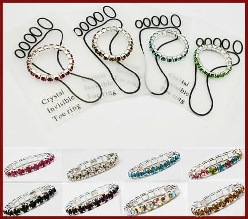 Vista 2 de ZAKIA 12pcs anillo de cristal elástico dedo del pie joyería bolsa accesorios Rhinestone