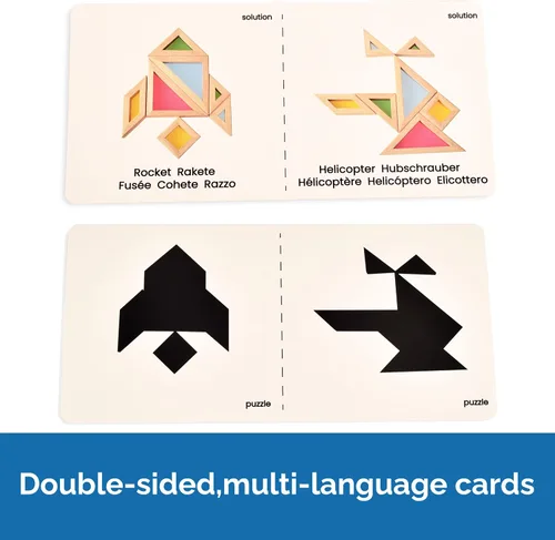 Vista 4 de BOHS Translucent Tangram, tarjetas multilingües, 1 pulgada de grosor
