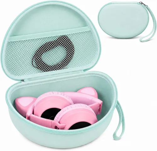 Vista 14 de PAIYULE Funda de auriculares para niños iClever para Riwbox CT-7S/CT-7, para auriculares de caramelo con oreja, funda protectora rígida con bolsillo