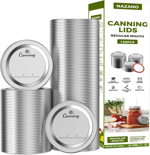 Vista 9 de 72 tapas de conservas con anillos para boca regular, tapas de tarros Mason de 2.77 pulgadas, boca regular, tapas y anillos reutilizables a prueba
