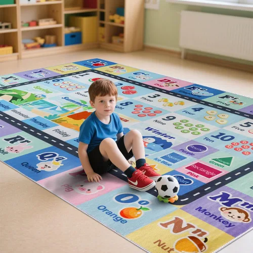 Vista 18 de Alfombra ABC infantil para sala de juegos, alfombra del alfabeto para el aula, alfombra lavable para habitación de bebé, sala de juegos, dormitorio