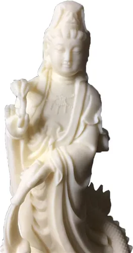 Vista 3 de Estatua de Quan Yin de pie en dragón, Kwan Yin Misericordia Diosa china Feng Shui Escultura Diosa asiática Mujer Buda Budista Decoración