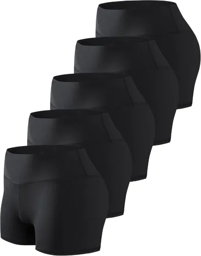 Vista 8 de TELALEO Paquete de 5 pantalones cortos de voleibol de elastano para mujer 5 negro (5 pulgadas)