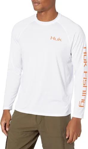 Vista 3 de HUK Camiseta de pesca de manga larga con protección solar para hombre Vc Pursuit Pescado de hueso - Glaciar