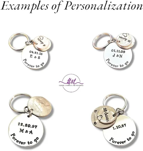 Vista 9 de 25 Down and Forever To Go, 25th Anniversary Year Penny Key Chain, 25th Wedding Anniversary, Personalized Options