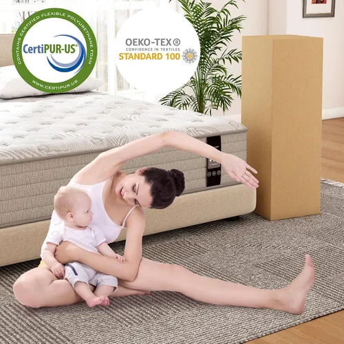 Vista 7 de KOW Colchón híbrido de 12 pulgadas en una caja, espuma viscoelástica de gel con resortes embolsados individuales, colchón de firmeza media para un