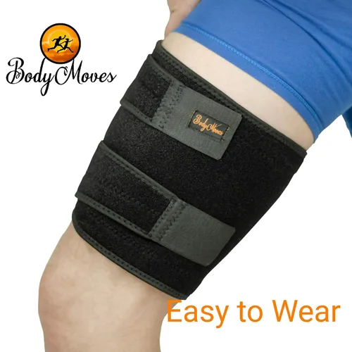 Vista 7 de BodyMoves Soporte para muslos más bolsa de hielo caliente y frío Ajustable isquiotibial cuádruple Manga de compresión para hombres y mujeres