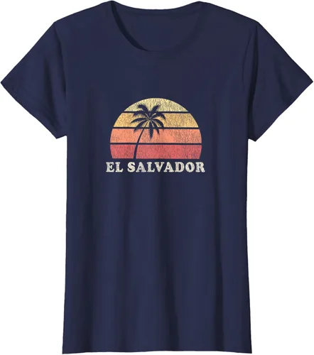 Vista 36 de El Salvador Vintage 70s Retro Throwback Design Camiseta, Azul