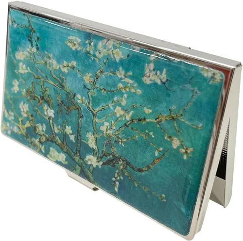 Vista 4 de Estuche para Tarjetas de Visita de Nácar Portador de Tarjetas de Crédito Identificación y Nombre Cartera de Viaje Diseño de Pintura Artística Metal