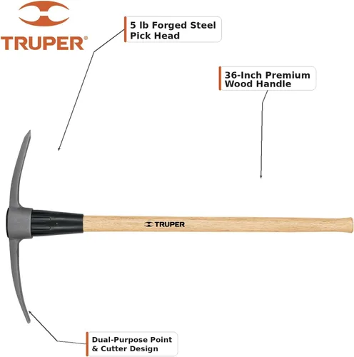 Vista 5 de Truper 31621 Railroad Pick Mango de madera, 5 libras