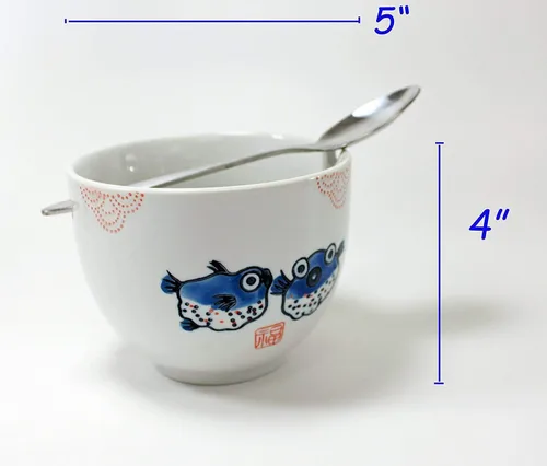 Vista 2 de 2 cuencos de cerámica de porcelana con soporte para palillos pescado japonés hojaldre para sopa fideos gachas de avena Menudo Ramen Udon Pasta