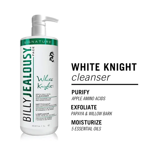 Vista 4 de Billy Jealousy White Knight - Limpiador facial diario suave con exfoliantes no abrasivos, ideal para todo tipo de piel, lavado facial para hombres