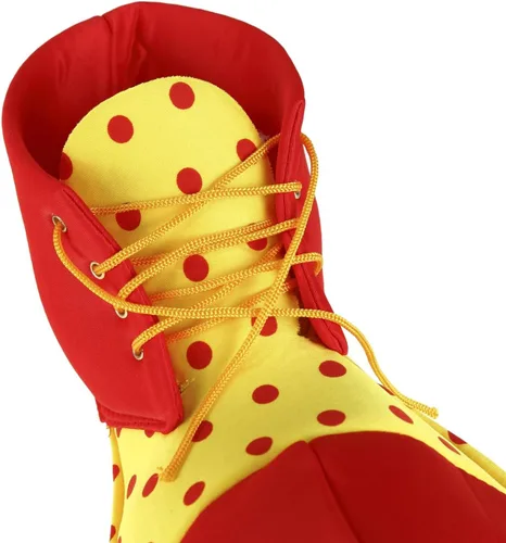 Vista 5 de BinaryABC Zapatos de payaso para disfraz de Halloween, accesorios de disfraz de payaso (rojo amarillo)
