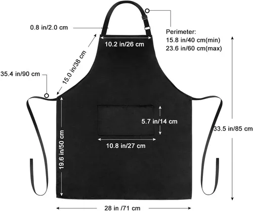Vista 7 de Jubatus Paquete de 1 delantal con peto con 2 bolsillos, delantal de cocina de chef para mujeres y hombres, color negro