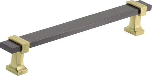 Vista 12 de Amerock Mango de gabinete Cromo negro/Oro cepillado 3-3/4 pulgadas (96 mm) de centro a centro Overton paquete de 1 unidad Jaladera