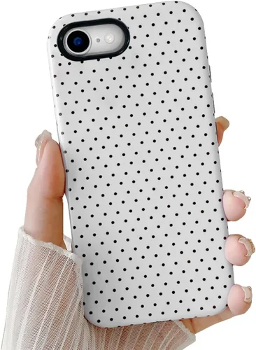 Vista 16 de Compatible con iPhone SE/8/7 Funda Linda para Celular, Diseño de Patrón Estético de Puntos, Funda Protectora Antiarañazos de 2 Capas Híbridas a Azul