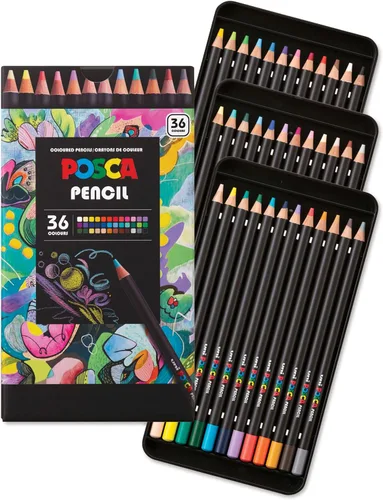 Vista 14 de uni POSCA Lápices de Colores, Mina de 4.0mm, Juego Surtido, Paquete de 36