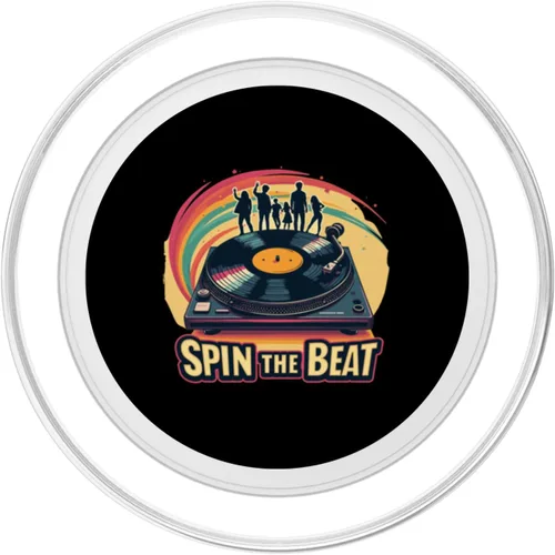 Vista 2 de Spin the Beat Retro Turntable Vinyl Art PopSockets MagSafe PopGrip for iPhone
