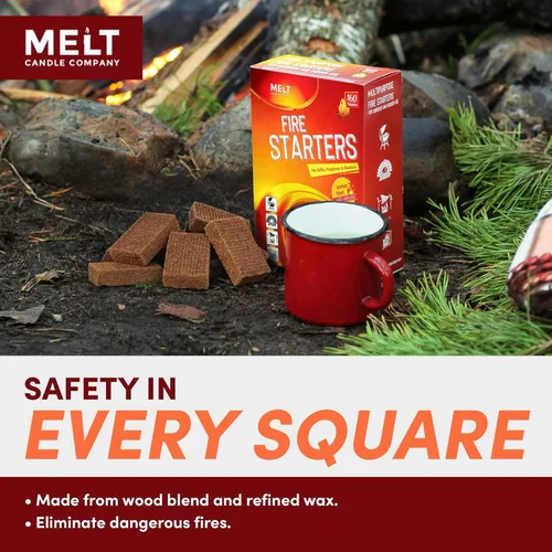 Vista 8 de Melt Candle Company - Iniciadores de fuego cuadrados, 160 piezas - Kit de iniciadores de fuego para fogatas, parrilla, hoguera al aire libre, hogar
