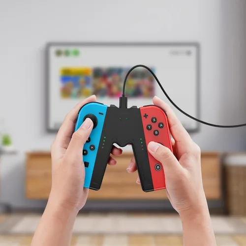 Vista 7 de Switch Joy-Con - Agarre de carga compatible con Nintendo Switch y modelo OLED, cargador de controlador Joy-Con con interruptor en forma de V