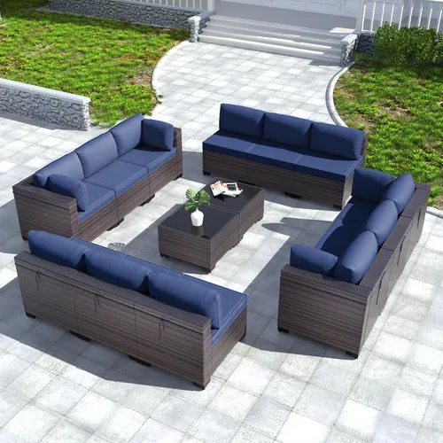 Vista 47 de Kullavik - Juego de muebles para exterior de 6 piezas con sofá modular de ratán de polietileno, color negro