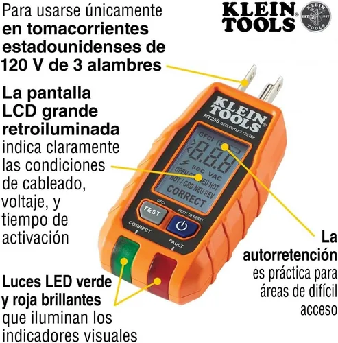 Vista 6 de Klein Tools Probador de voltaje NCVT3P + paquete de probador de salida GFCI RT250