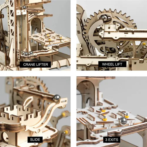 Vista 11 de ROKR Marble Run - Rompecabezas de madera 3D, kits de construcción de modelos para adultos, proyecto educativo, rompecabezas de cerebro, manualidades