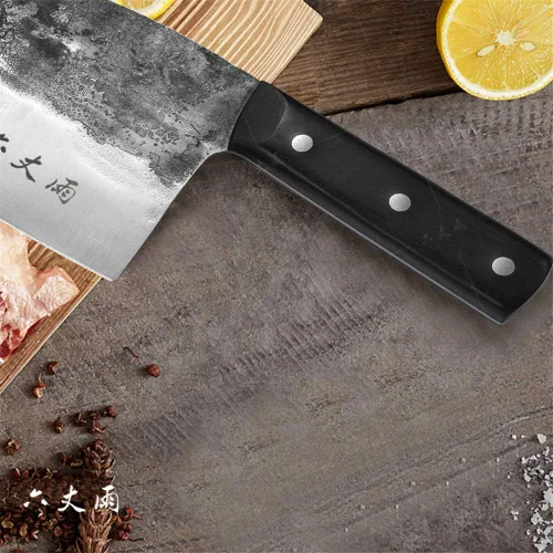 Vista 5 de Cuchillo de chef serbio de forja, cuchillos de corte de espiga completa de acero revestido de alto carbono Almasi Carnicero para cocina, al aire